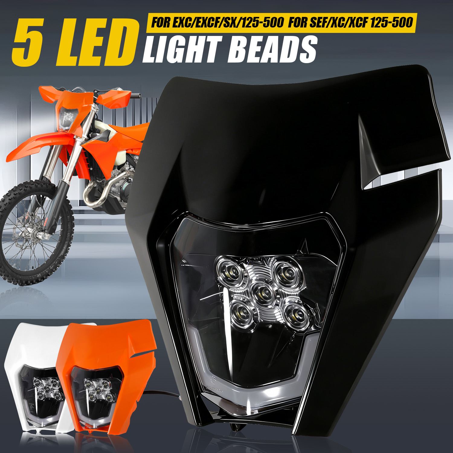 Universal Motorcycle Led Headlight Projector - 5 LED 헤드라이트 헤드램프 램프 KTM