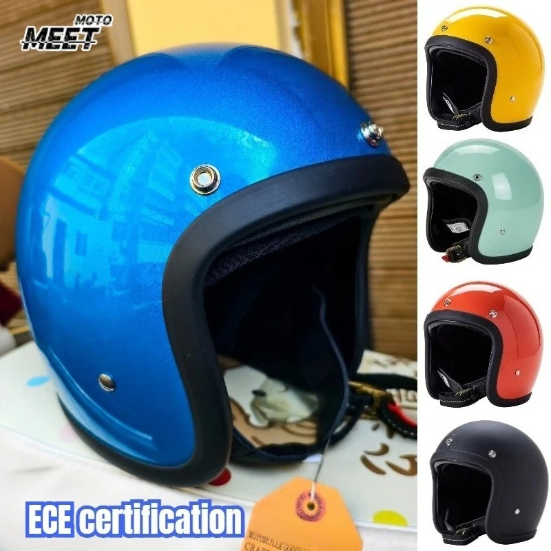 Vintage Open Face Retro Helmet - 일본 한국 스타일 오픈 페이스 오토바이