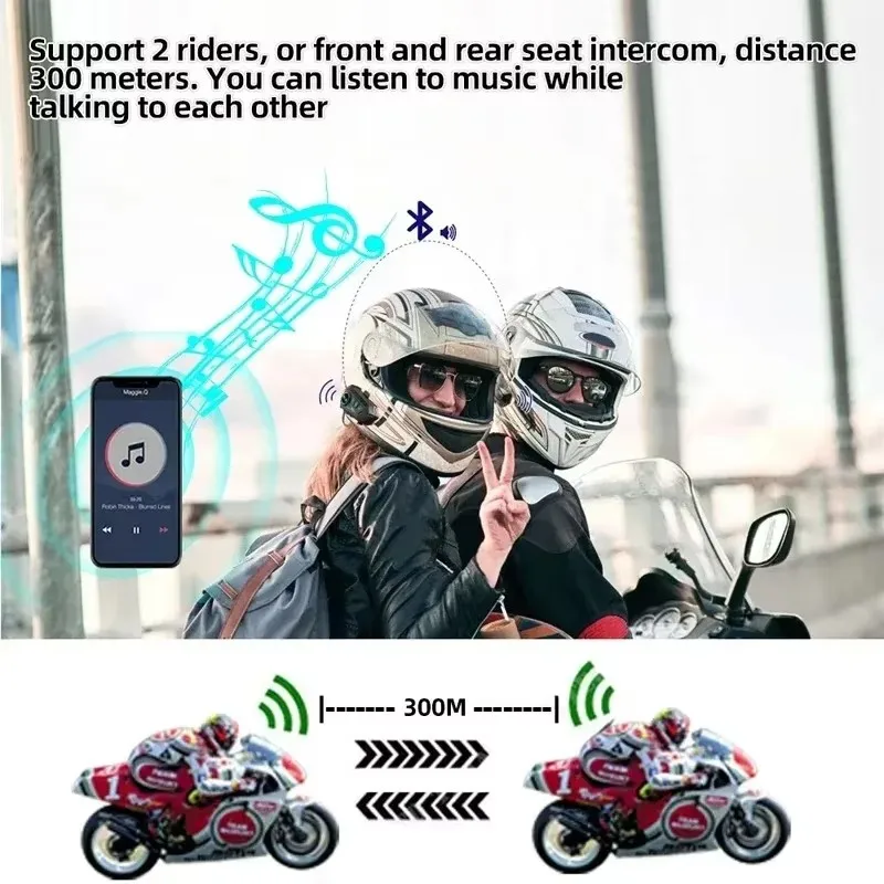 1/2x 오토바이 인터콤 헬멧 헤드셋 300M 2인용  - Universal Motorcycle Helmet Intercom Headset 리뷰 및 가격