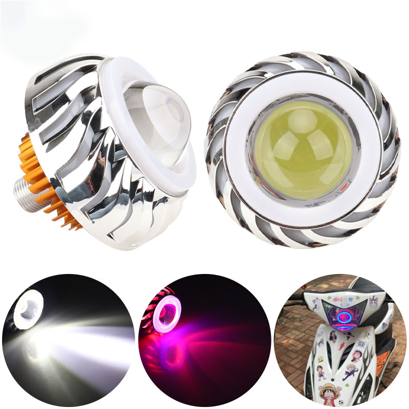 1개 오토바이 헤드라이트 듀얼 헤일로 LED 엔젤 데빌 - Universal Motorcycle Led Headlight Projector 리뷰 및 가격