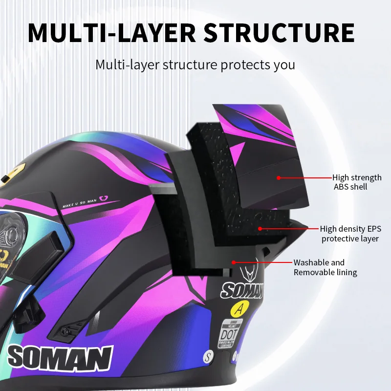 SOMAN 풀 페이스 헬멧 듀얼 렌즈 플립 업 오토바이 - Dual Visor Motorcycle Racing Helmet 리뷰 및 가격