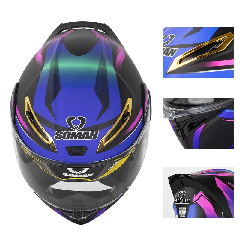 SOMAN 풀 페이스 헬멧 듀얼 렌즈 플립 업 오토바이 - Dual Visor Motorcycle Racing Helmet 리뷰 및 가격