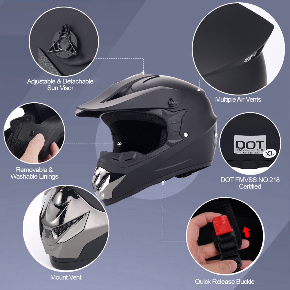 오프로드 오토바이 헬멧 4종 세트 성인용 DOT 인증  - Off Road Motocross Helmet Goggles Set 리뷰 및 가격