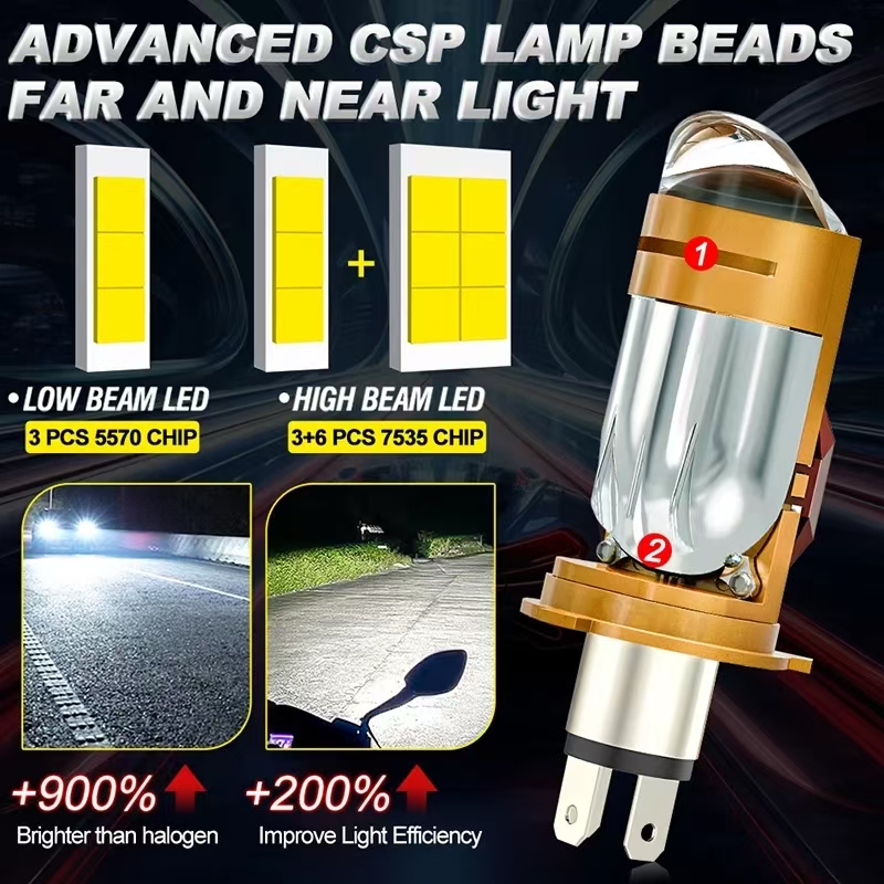 CAMOTO Bi LED 렌즈 프로젝터 H4 미니 전구 - Universal Motorcycle Led Headlight Projector 리뷰 및 가격