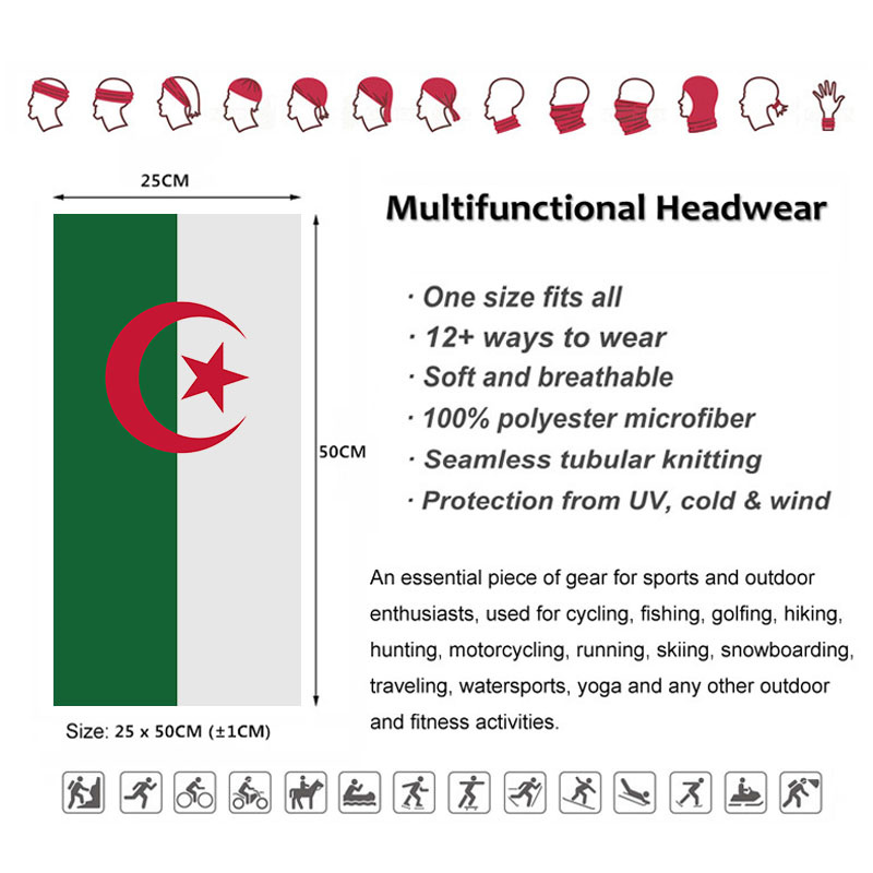 알제리 국기 인쇄 된 두건 모자를 쓰고 있죠 Balac - Riding Gear 리뷰 및 가격