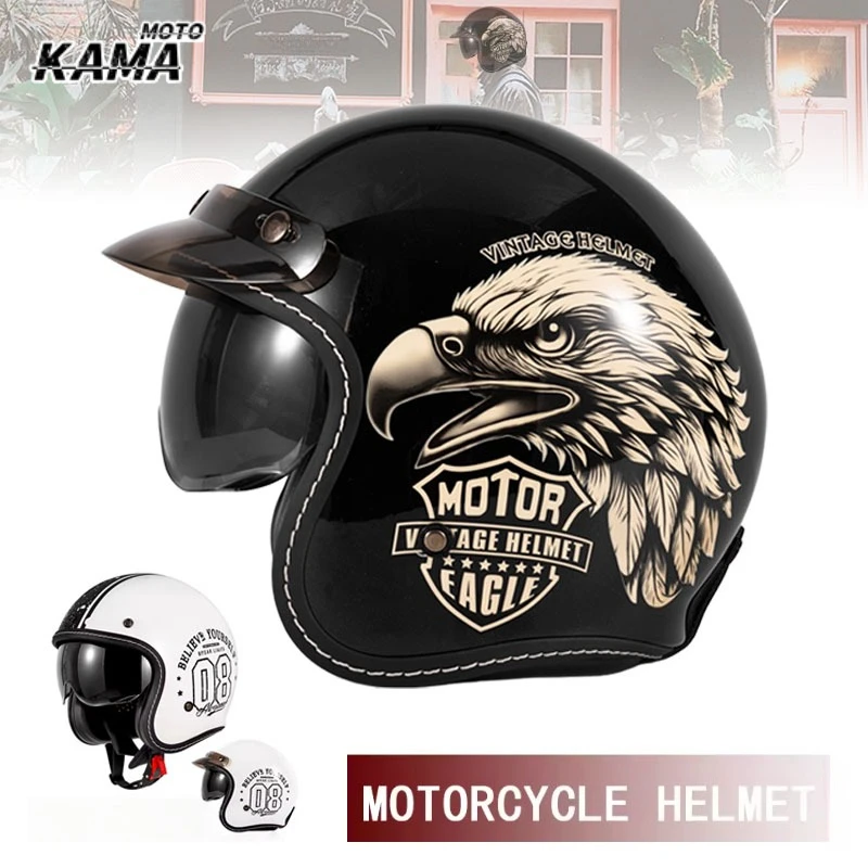 오픈 페이스 오토바이 헬멧 빈티지 모토 헬멧 유니크 레 - Vintage Open Face Retro Helmet 리뷰 및 가격